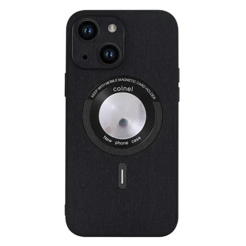 Funda para iPhone 15 Magnética Magsafe con Textura de Tela de PU (Negro)