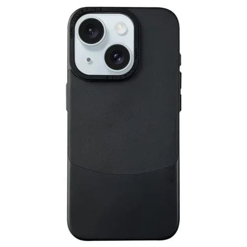 Funda para iPhone 15 Plus Napa Texture PC con Funda de Cuero para Teléfono (Negro)