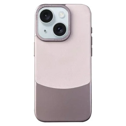 Funda para iPhone 15 Plus Napa Texture PC con Funda de Cuero para Teléfono (Rosa)