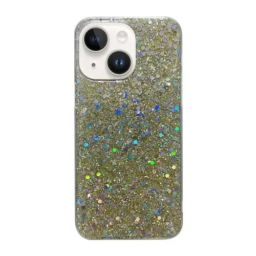 Funda para iPhone 15 Plus TPU Glitter Lentejuelas Epoxy (Dorado)