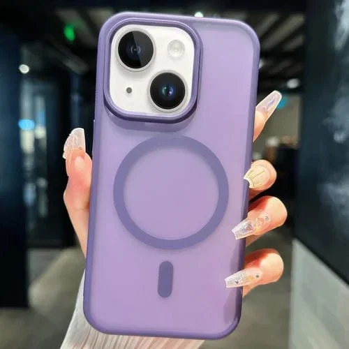 Funda para iPhone 15 Plus Transparente Magsafe PC Híbrida TPU (Púrpura)