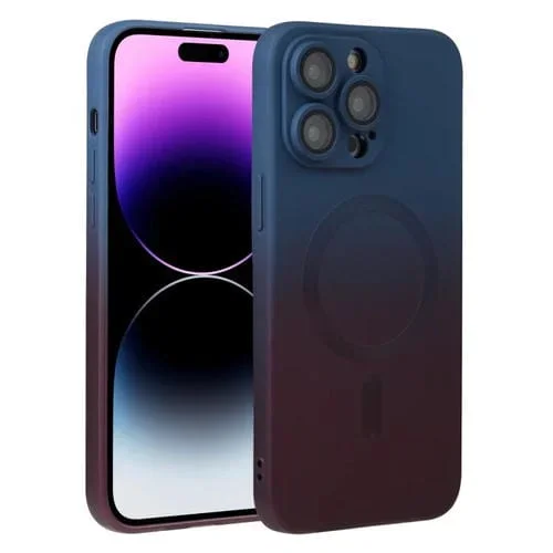 Funda para iPhone 15 Pro Liquid TPU Silicone Gradient Magsafe (Azul Púrpura)