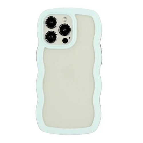 Funda para iPhone 15 Pro Max Candy Color Wave TPU Clear PC Phone Case (Verde)