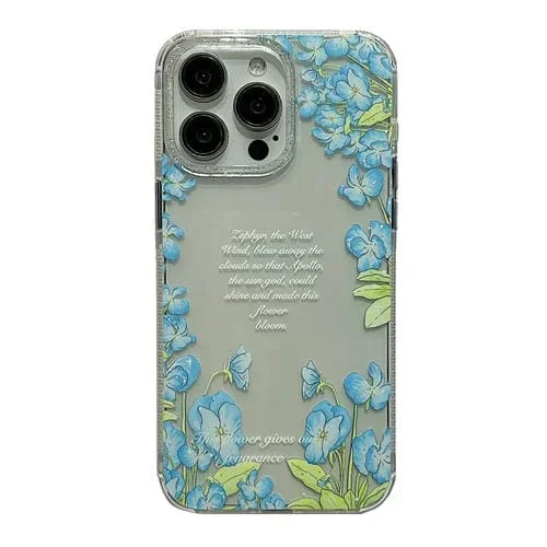 Funda para iPhone 15 Pro Max Crystal Ice Cooling TPU a Prueba de Golpes (Flor Azul)