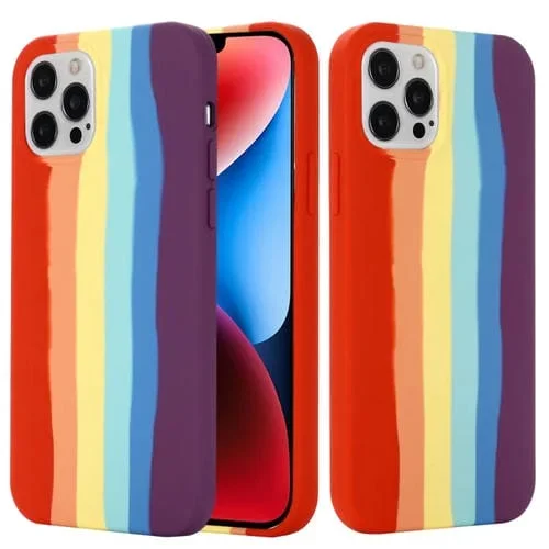 Funda para iPhone 15 Pro Rainbow Liquid Silicone Phone Case (Rojo)