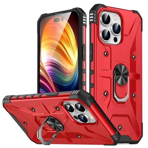 Funda para iPhone 15 Pro Ring Holder Phone Case (Rojo)
