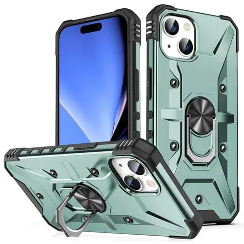 Funda para iPhone 15 Ring Holder Verde Medianoche