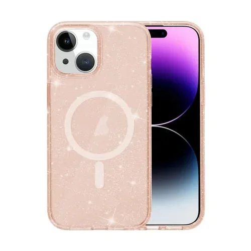 Funda para iPhone 15 Terminator Style Glitter Powder Magsafe Magnética (Oro)