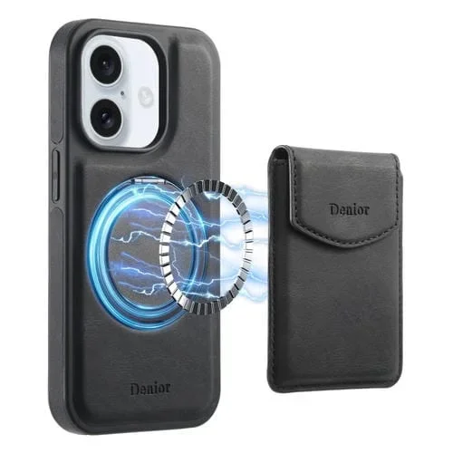 Funda para iPhone 16 Denior D20 Skin Feel Magsafe con Ranura para Tarjeta Desmontable (Negro)