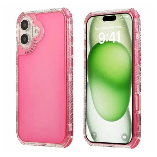 Funda para iPhone 16 Dreamland 3 en 1 con Marco Transparente de PC y TPU (Rosa y Rojo)