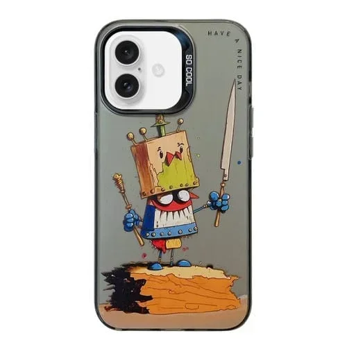 Funda para iPhone 16 Plus Diseño de Animales Pintura al Óleo PC y TPU (Payaso)