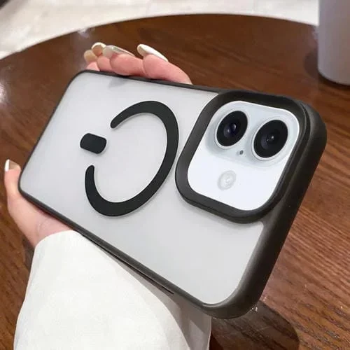 Funda para iPhone 16 Plus Transparente con Doble Cara Esmerilada y Magsafe (Negra)
