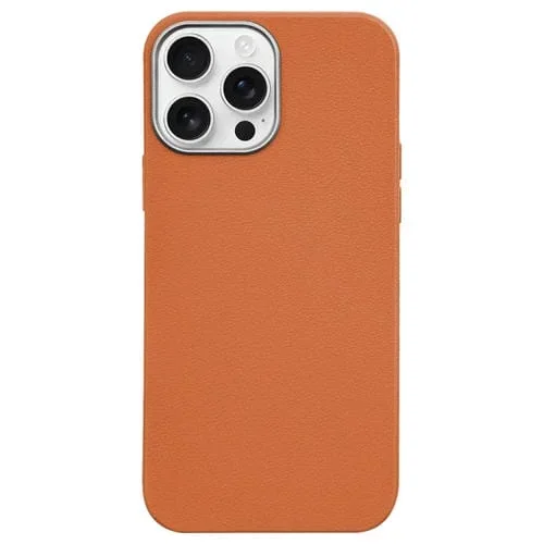 Funda para iPhone 16 Pro Marco para Cámara Borde Plateado Patrón Lichi (Marrón)