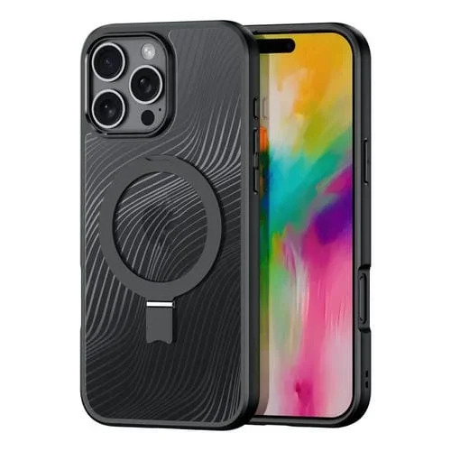 Funda para iPhone 16 Pro Max Dux Ducis Aimo Mag Series Magsafe Ring Holder Estuche Esmerilado (Negro)