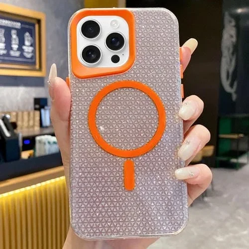 Funda para iPhone 16 Pro Purpurina con Función Magsafe (Naranja)