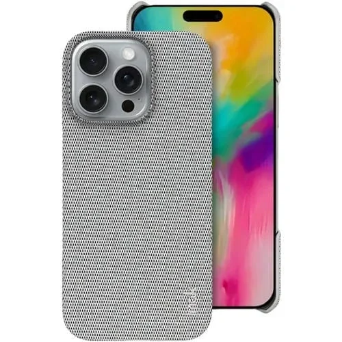 Funda para iPhone 16 Pro Textura Tela Poliuretano Termoplástico Policarbonato (Gris Claro)