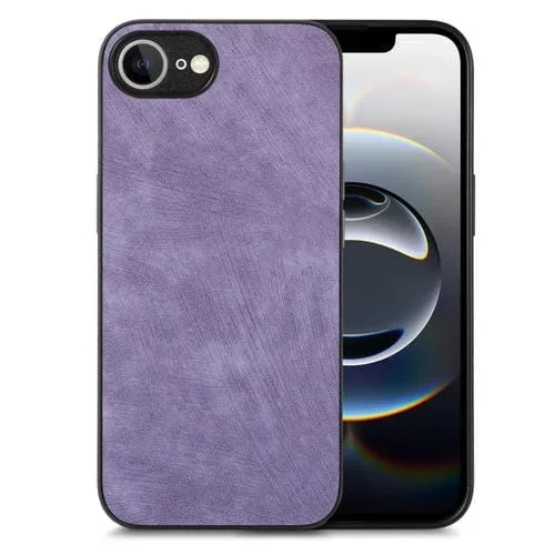 Funda para iPhone 16E Cuero Vintage con Parte Trasera Policarbonato (Morado)