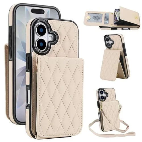 Funda para iPhone 17 YM015 con diseño de rombos y RFID (blanca)
