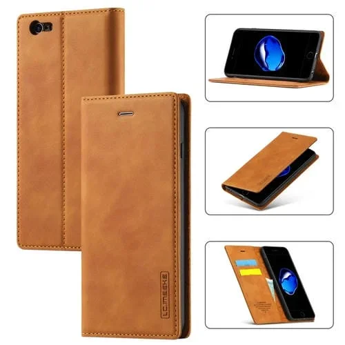 Funda para iPhone 6 Plus / 6S Plus Lc.Imeeke TPU Mate + Cuero Pu con Soporte y Ranuras (Marrón)