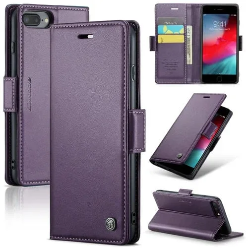Funda para iPhone 6 Plus/7 Plus/8 Plus Caseme 023 Mariposa Hebilla Litchi Textura Rfid Cuero (Púrpura Nacarado)