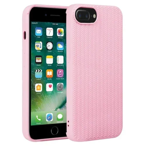 Funda para iPhone 7 Plus 8 Plus Weave Texture Silicona (Rosa)