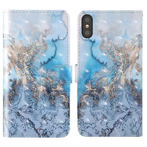 Funda para iPhone X TPU + Cuero PU Flip Horizontal con Soporte y Ranuras (Vía Láctea)