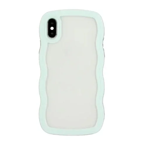 Funda para iPhone X Xs Candy Color Wave TPU Clear PC Phone Case (Verde)