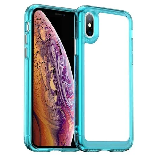 Funda para iPhone X / Xs Colorful Series Acrílico y TPU (Azul Transparente)