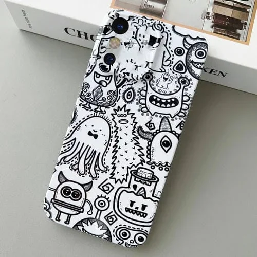 Funda para iPhone X Xs PC Precise Hole Patrón Pintado Monstruo de Botella