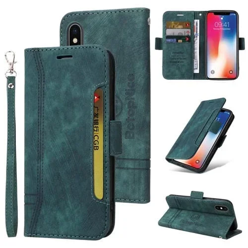 Funda para iPhone Xr Betopnice Cuero con Hebilla de Doble Cara (Verde)