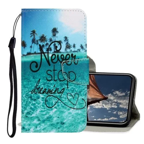 Funda para iPhone Xs Max 3D Dibujo Horizontal Flip PU Cuero con Soporte Tragamonedas Billetera (Blue Coconut Grove)