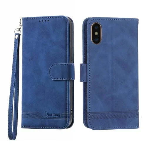 Funda para iPhone Xs Max Dierfeng Dream Line TPU y Cuero PU (Azul)
