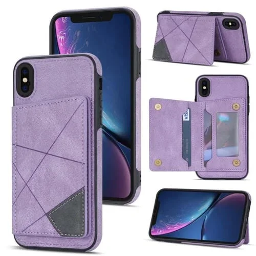 Funda para iPhone Xs Max Line Card Holder Phone Case (Púrpura)
