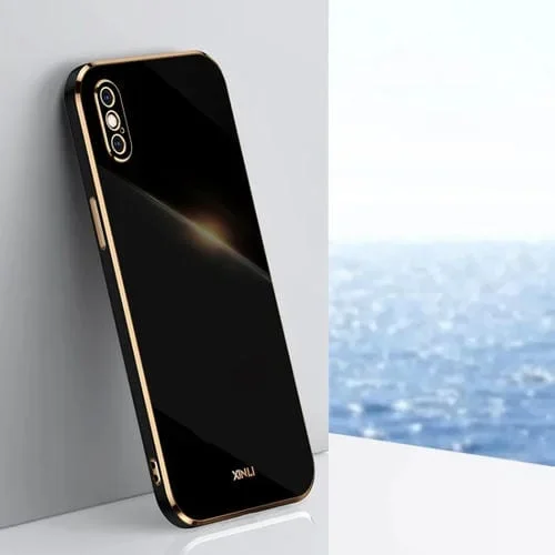 Funda para iPhone Xs Xinli Straight 6D Plating Gold Edge TPU a Prueba de Golpes (Negro)