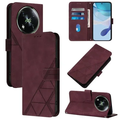 Funda para Itel Rs4 Crossbody de Cuero con Tapa en Relieve 3D (Rojo Vino)