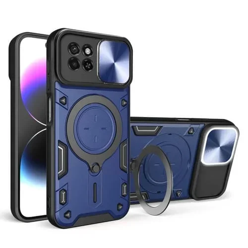 Funda para Itel S23 Cd Texture con Camshield y Soporte Magnético (Azul)
