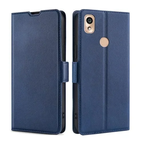 Funda para Kyocera Ky-51B Ultra Voltaje con Hebilla PU y TPU de Cuero (Azul)