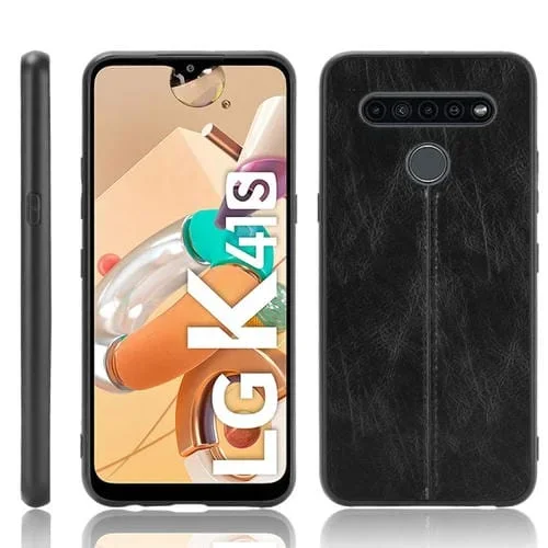 Funda para LG K41S / K51S Coser a Prueba de Golpes Patrón de Vaca PC + PU + TPU (Negro)