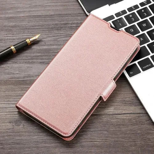 Funda para LG K50 Hebilla de Voltaje Ultra Delgada Cuero PU + TPU (Oro Rosa)