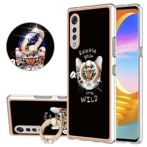 Funda para LG Velvet 5G / 4G / G9 Velvet Galvanoplastia Doble Cara con Soporte para Anillo (Crecimiento Natural)