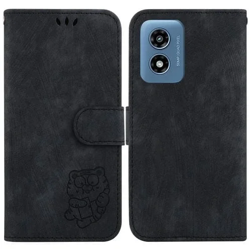Funda para Motorola Moto G Play 4G (2024) de Cuero con Relieve Little Tiger (Negro)