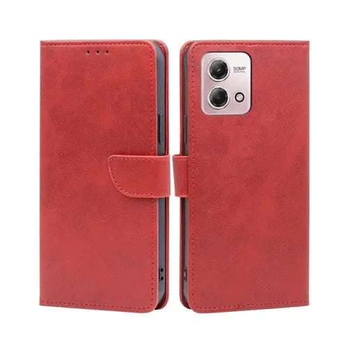 Funda para Motorola Moto G Stylus 2023 4G de Cuero con Tapa y Hebilla (Rojo)