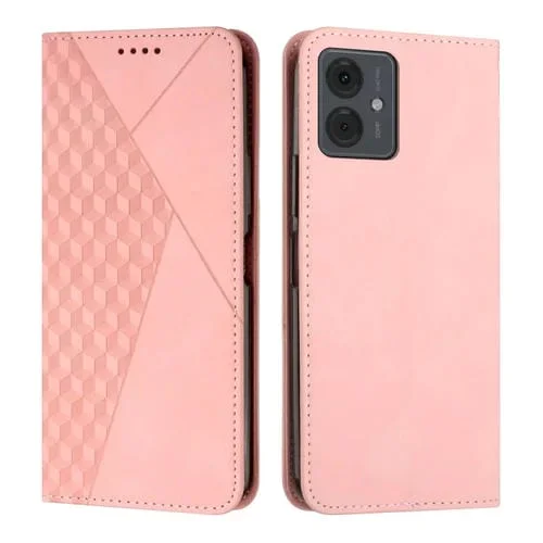 Funda para Motorola Moto G14 Diamond Splicing Skin Feel Cuero Magnético (Oro Rosa)