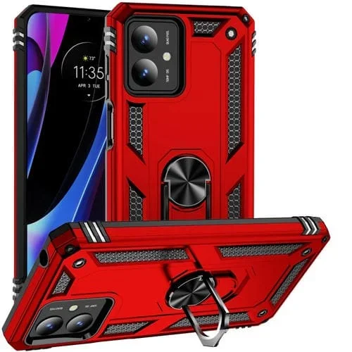 Funda para Motorola Moto G14 TPU + PC a Prueba de Golpes con Soporte (Rojo)