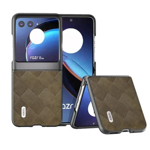 Funda para Motorola Razr 40 Ultra Abeel Weave Plaid PU Phone Case (Verde)