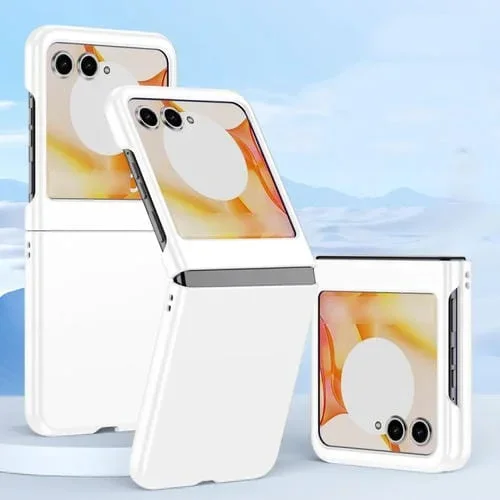 Funda para Motorola Razr 50 con Efecto Piel de PC e Inyección de Combustible (Blanca)