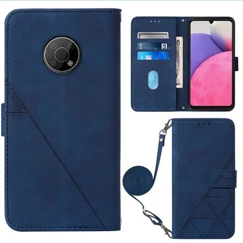 Funda para Nokia G300 Crossbody 3D de Cuero con Goma en Relieve (Azul)