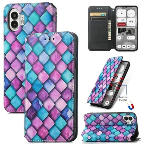 Funda para Nothing Phone 2 Caseneo Colorful de Cuero Magnética (Purple Scales)