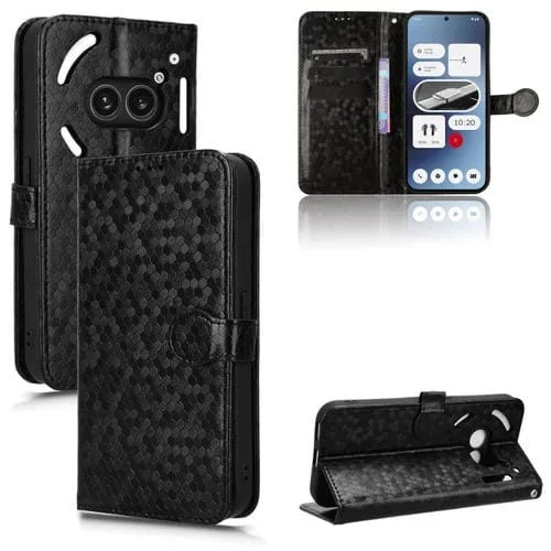 Funda para Nothing Phone 2A de Cuero con Textura Punto de Panal (Negro)
