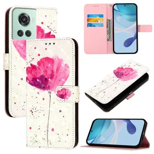 Funda para OnePlus 10R / 10R Prime / Ace de Cuero con Tapa Horizontal y Pintura 3D (Flor)
